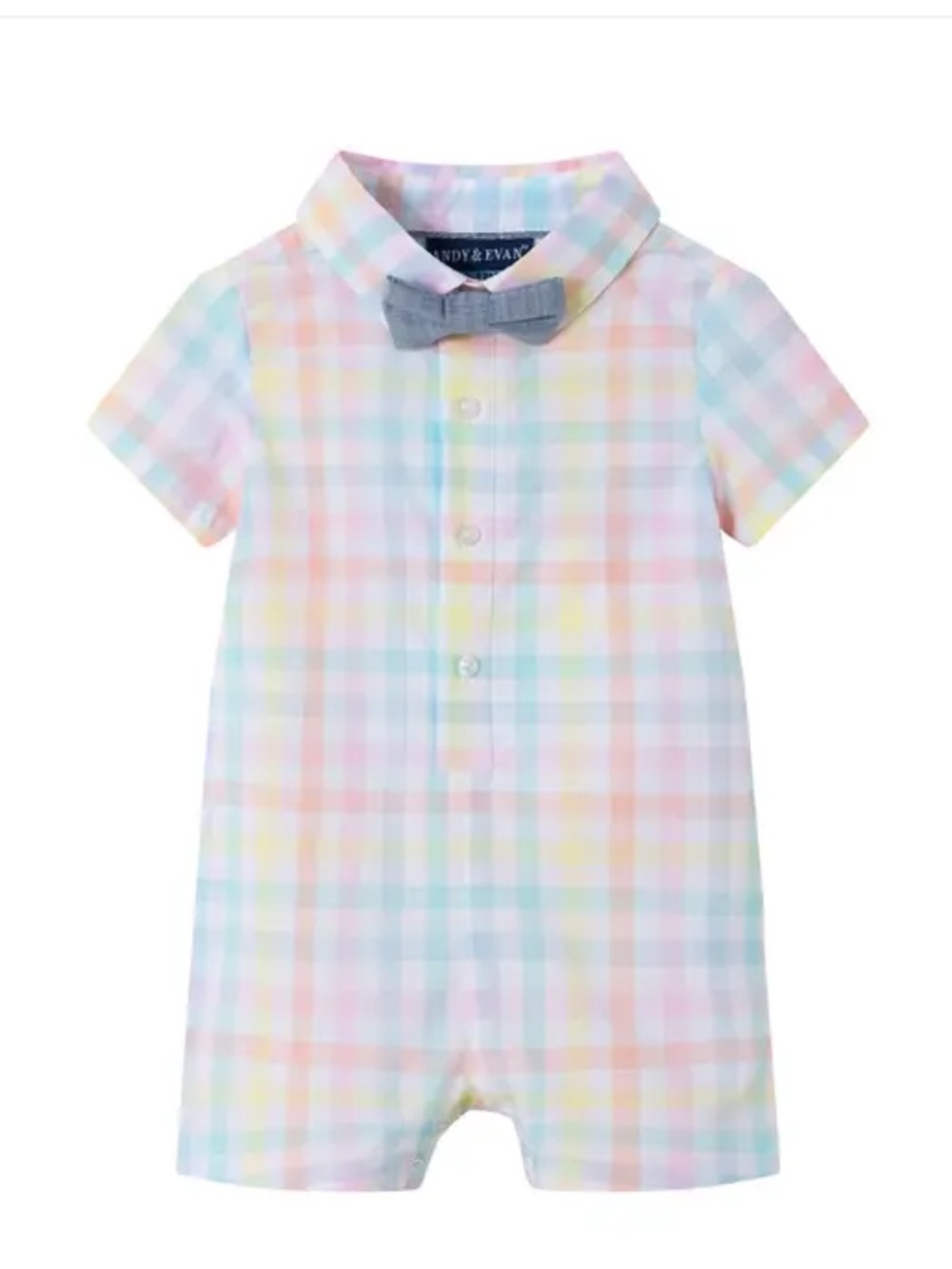 Andy & Evan Infant Plaid Shirtall with Bowtie